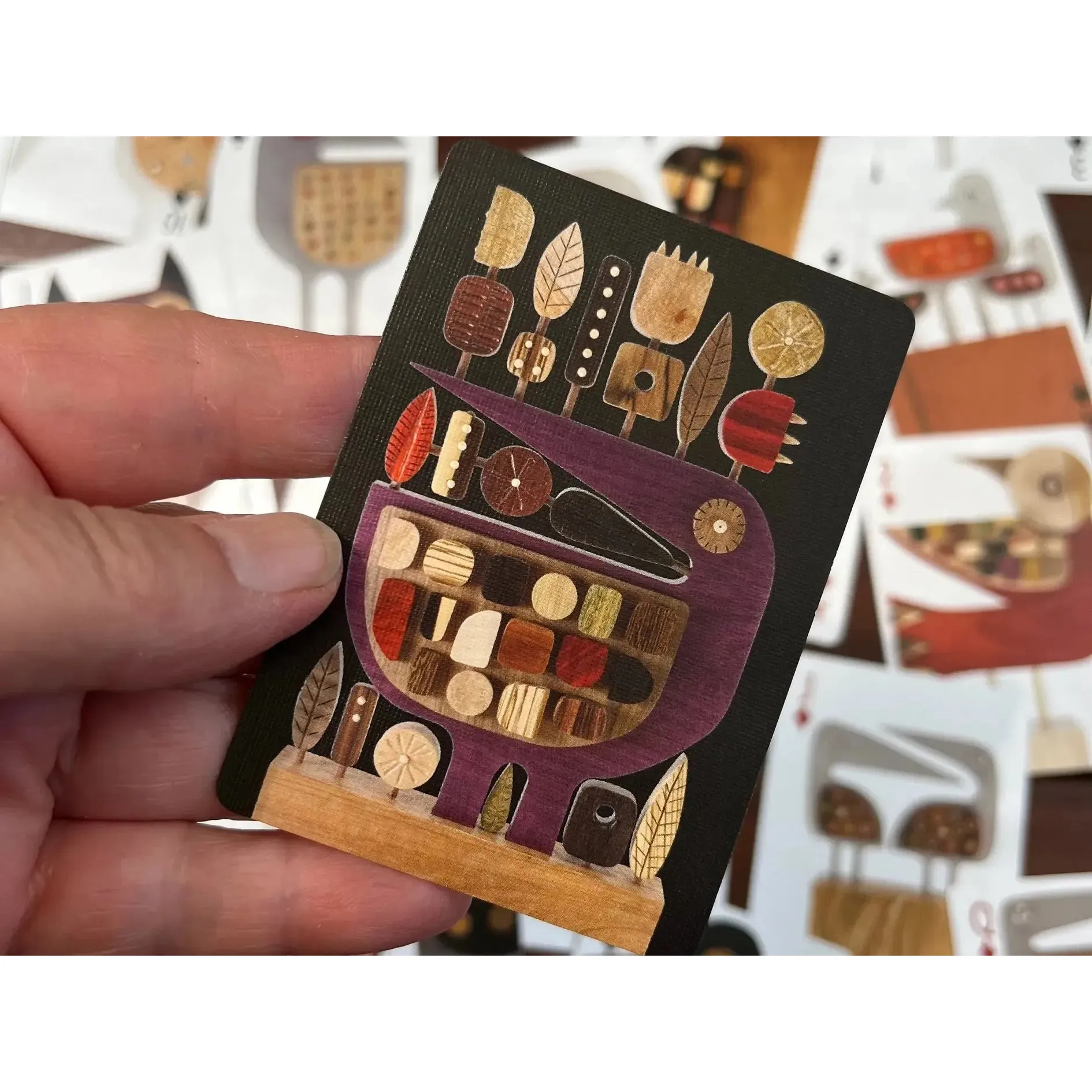 Bunny With A Toolbelt Playing Cards: Reclaimed Wood Bird Sculptures