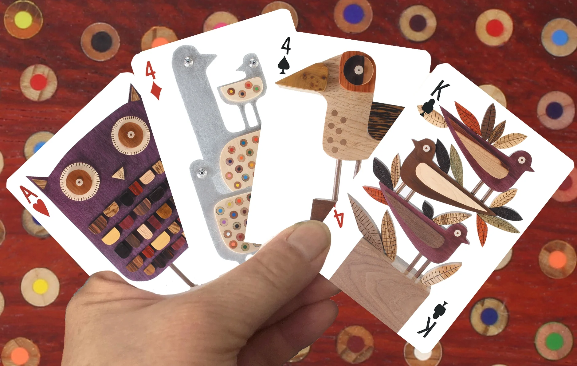 Bunny With A Toolbelt Playing Cards: Reclaimed Wood Bird Sculptures - Image 3