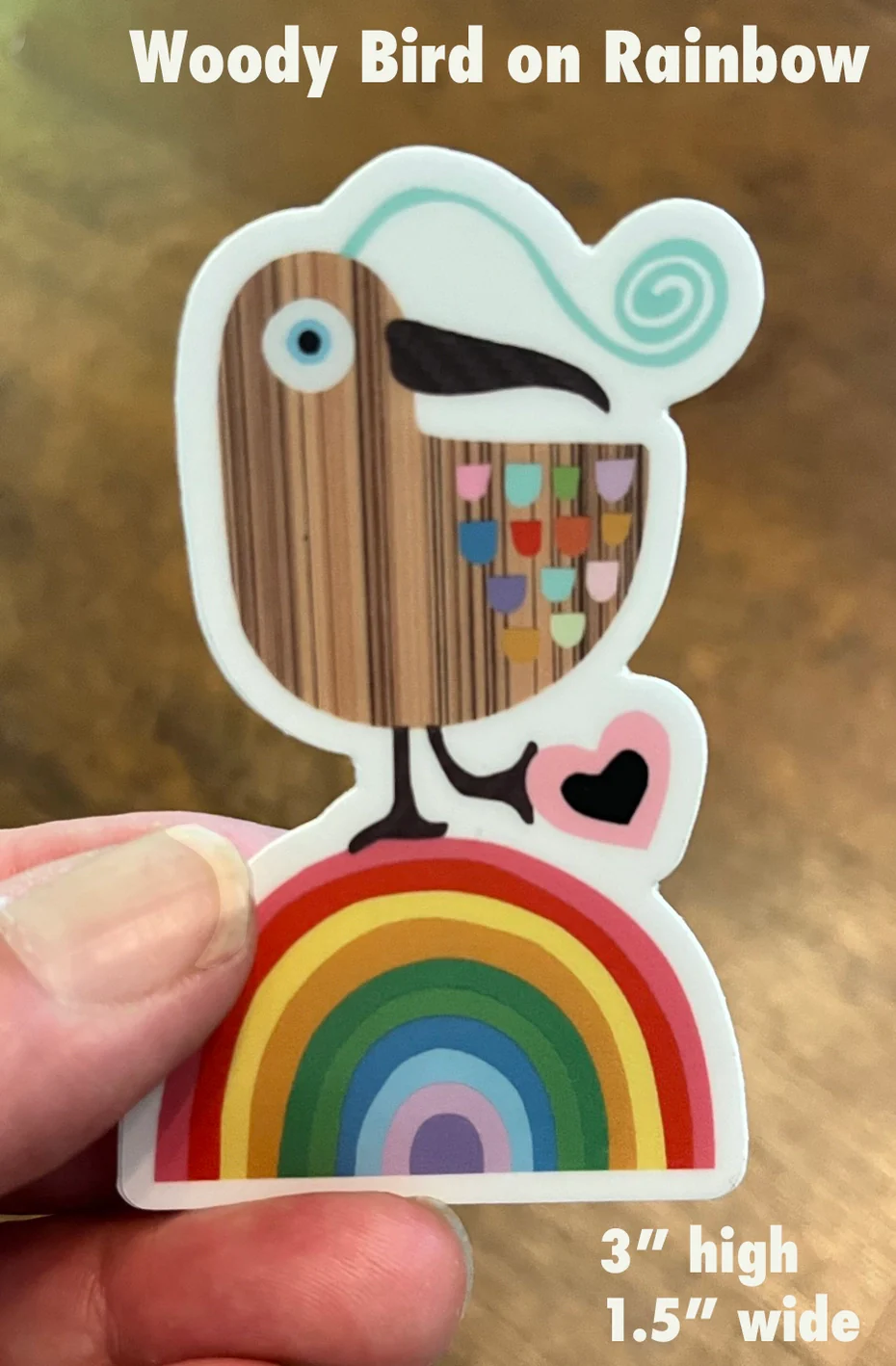 Bunny With A Toolbelt Sticker: Woody Bird on Rainbow - Image 2