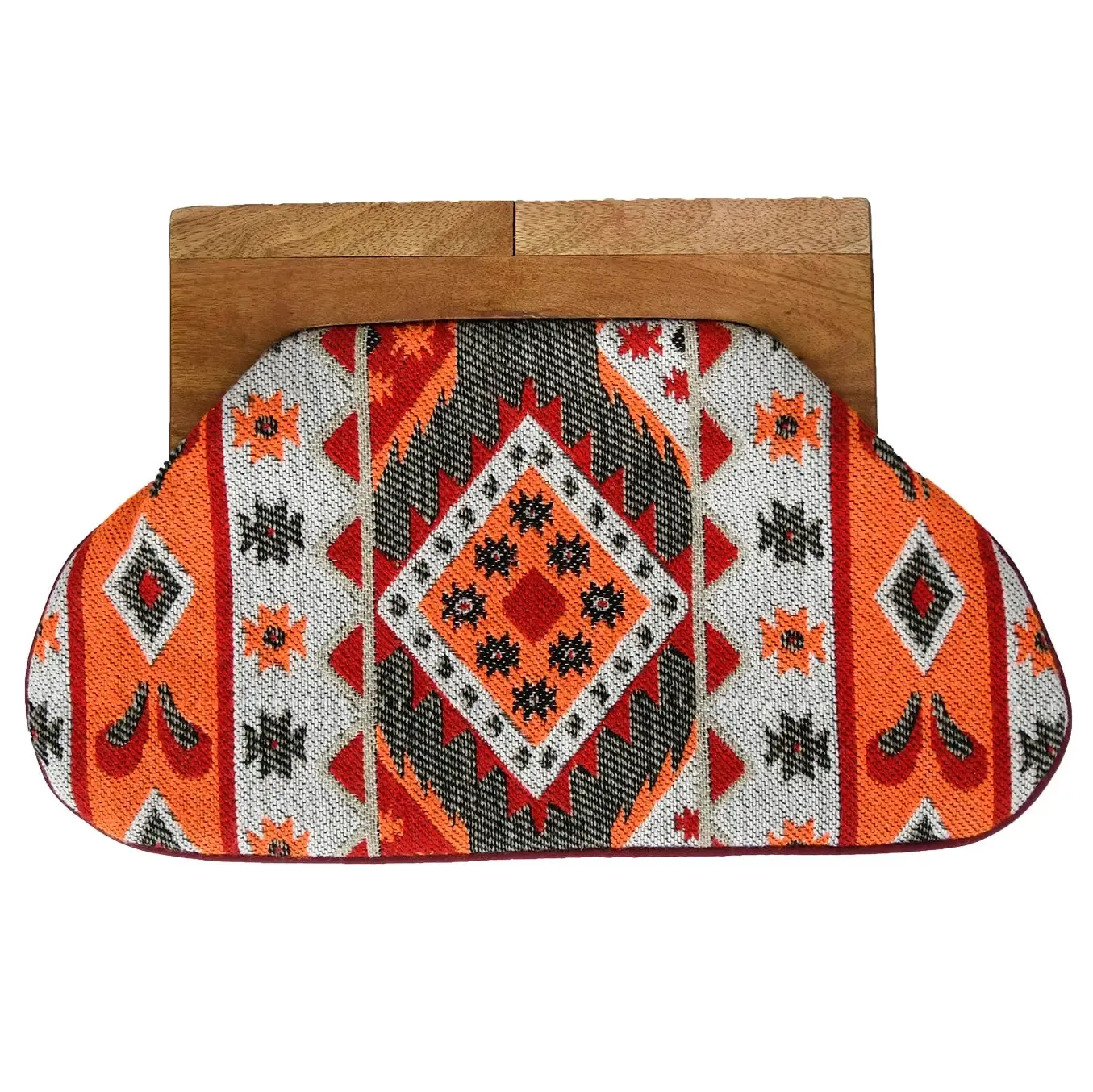 Chloe & Lex Bag: Grey & Orange Diamond Stripe Clutch