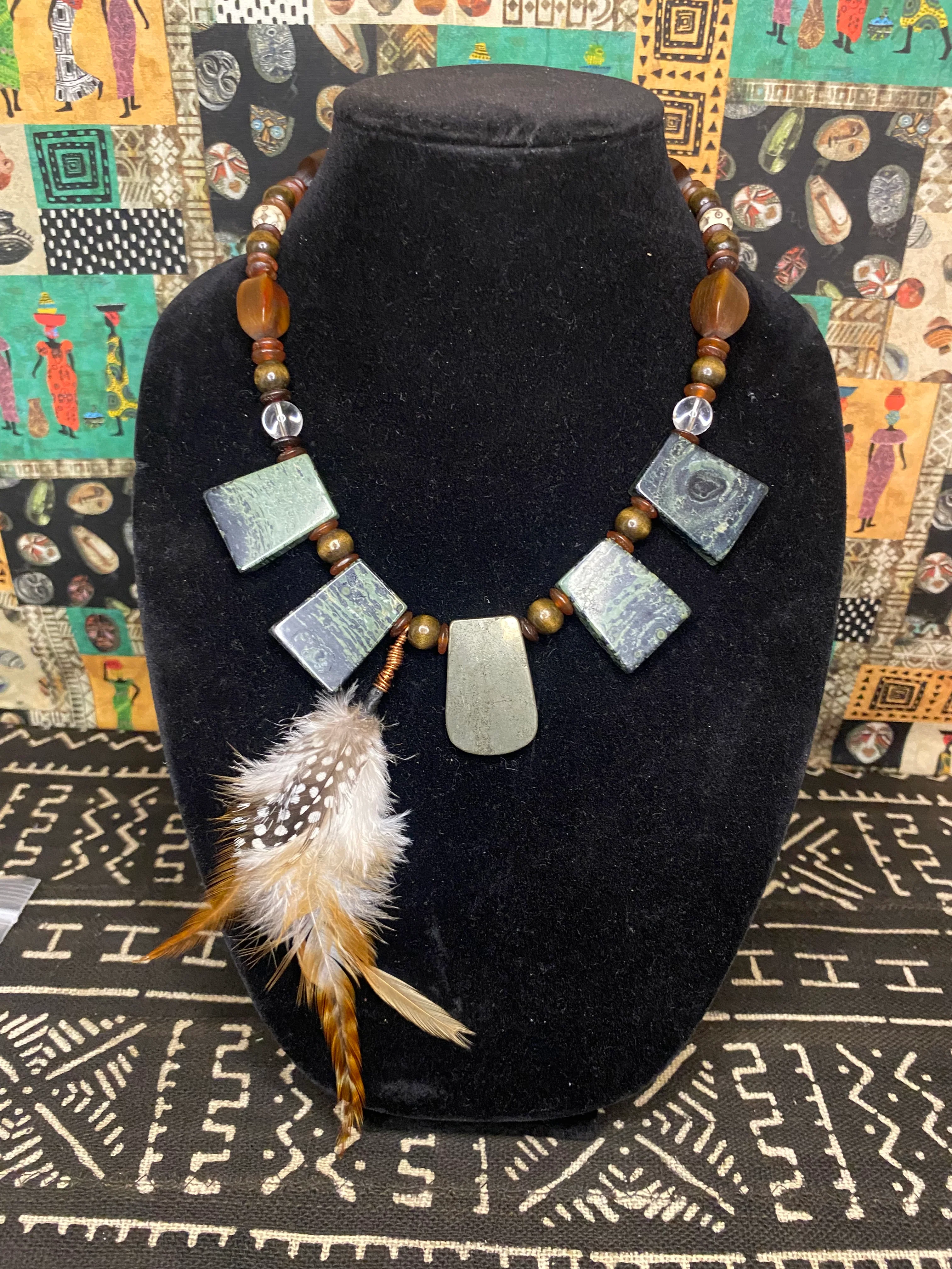 Coils Crystals & Culture Necklace: Kambaba Jasper & Pyrite - Image 2