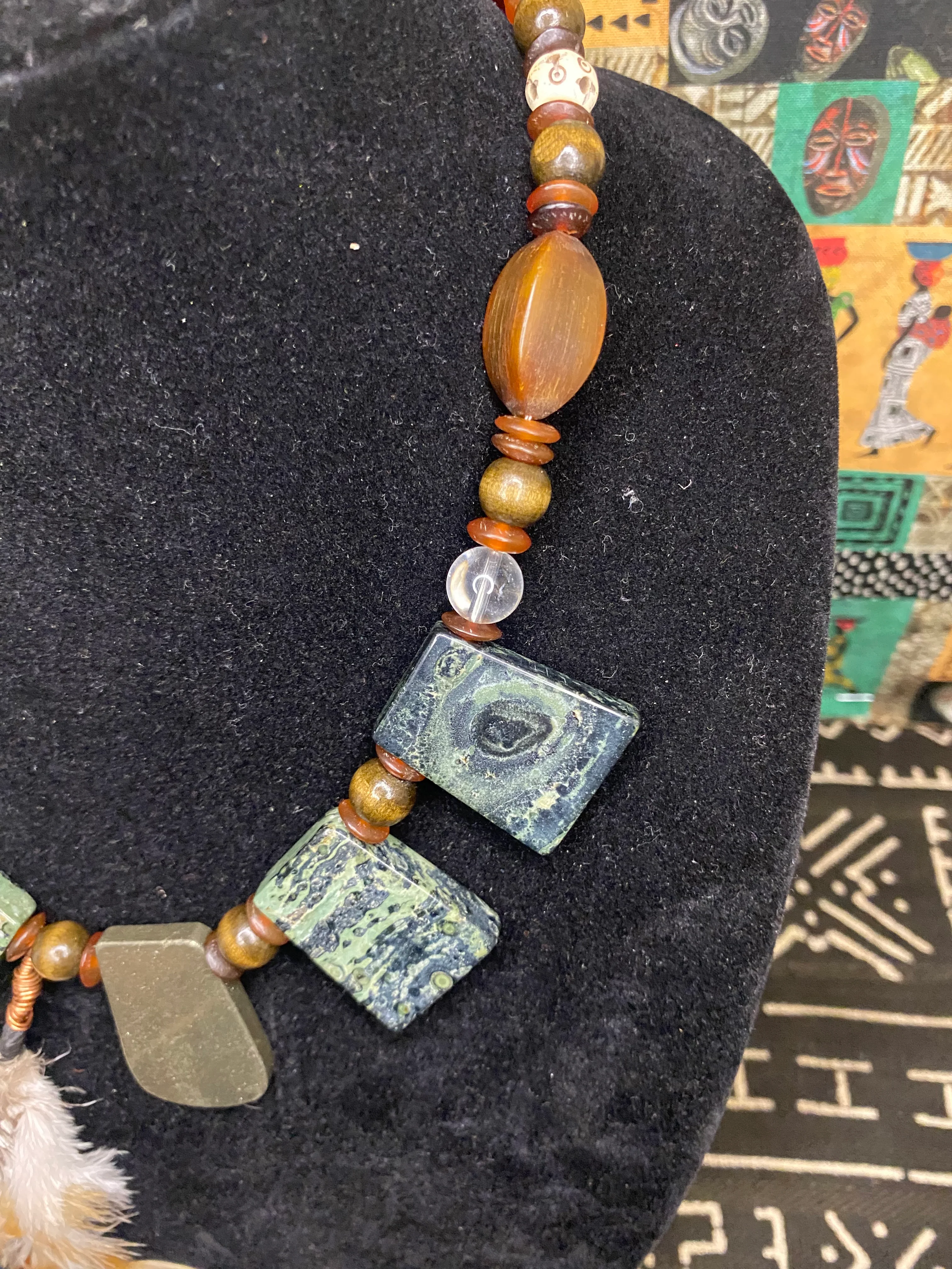 Coils Crystals & Culture Necklace: Kambaba Jasper & Pyrite - Image 3