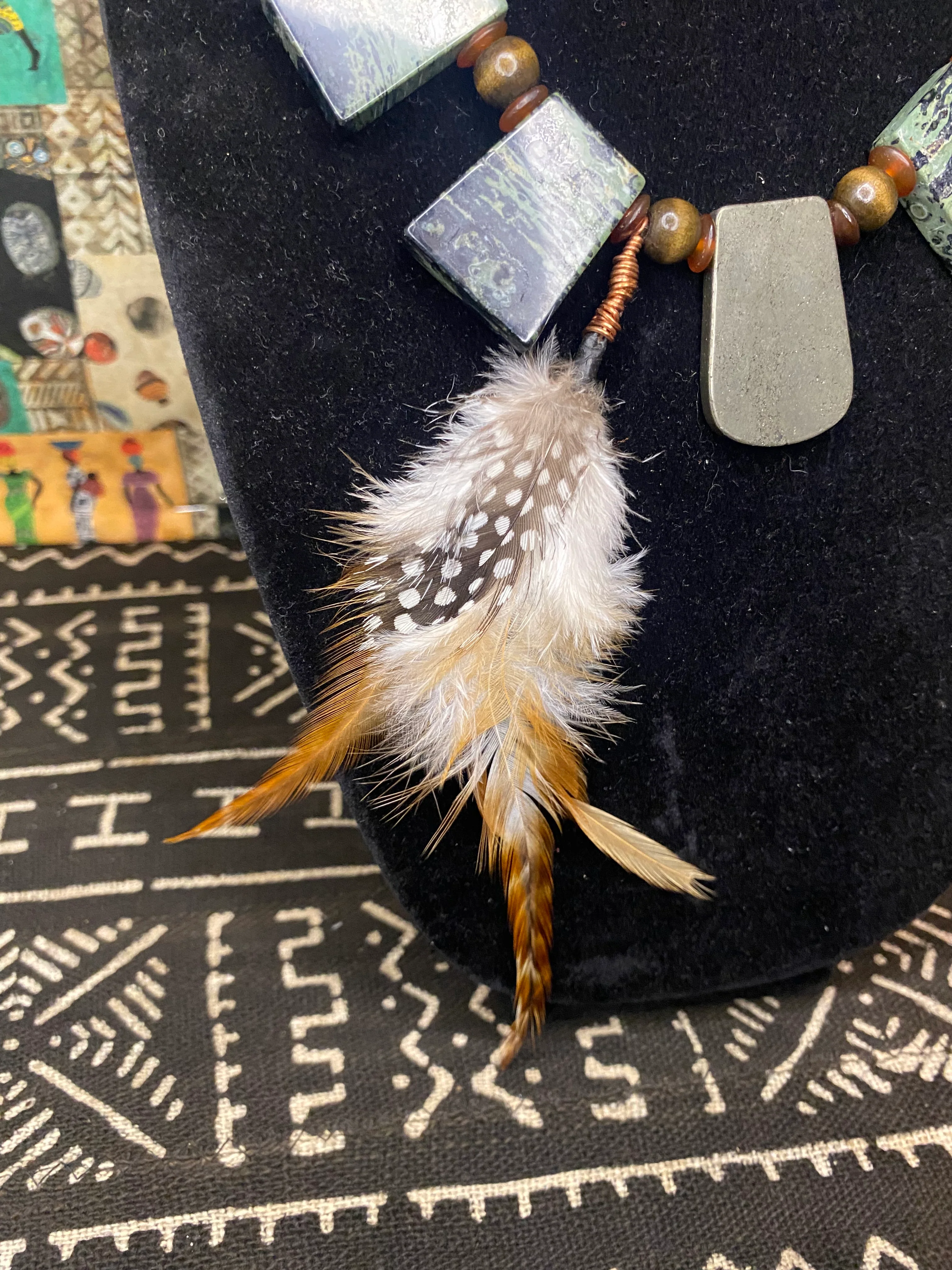 Coils Crystals & Culture Necklace: Kambaba Jasper & Pyrite - Image 4