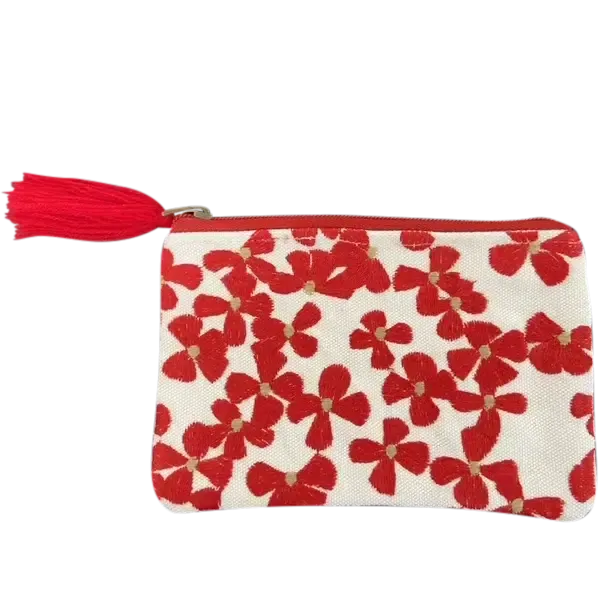 Chloe & Lex Pouch: Red and White Floral