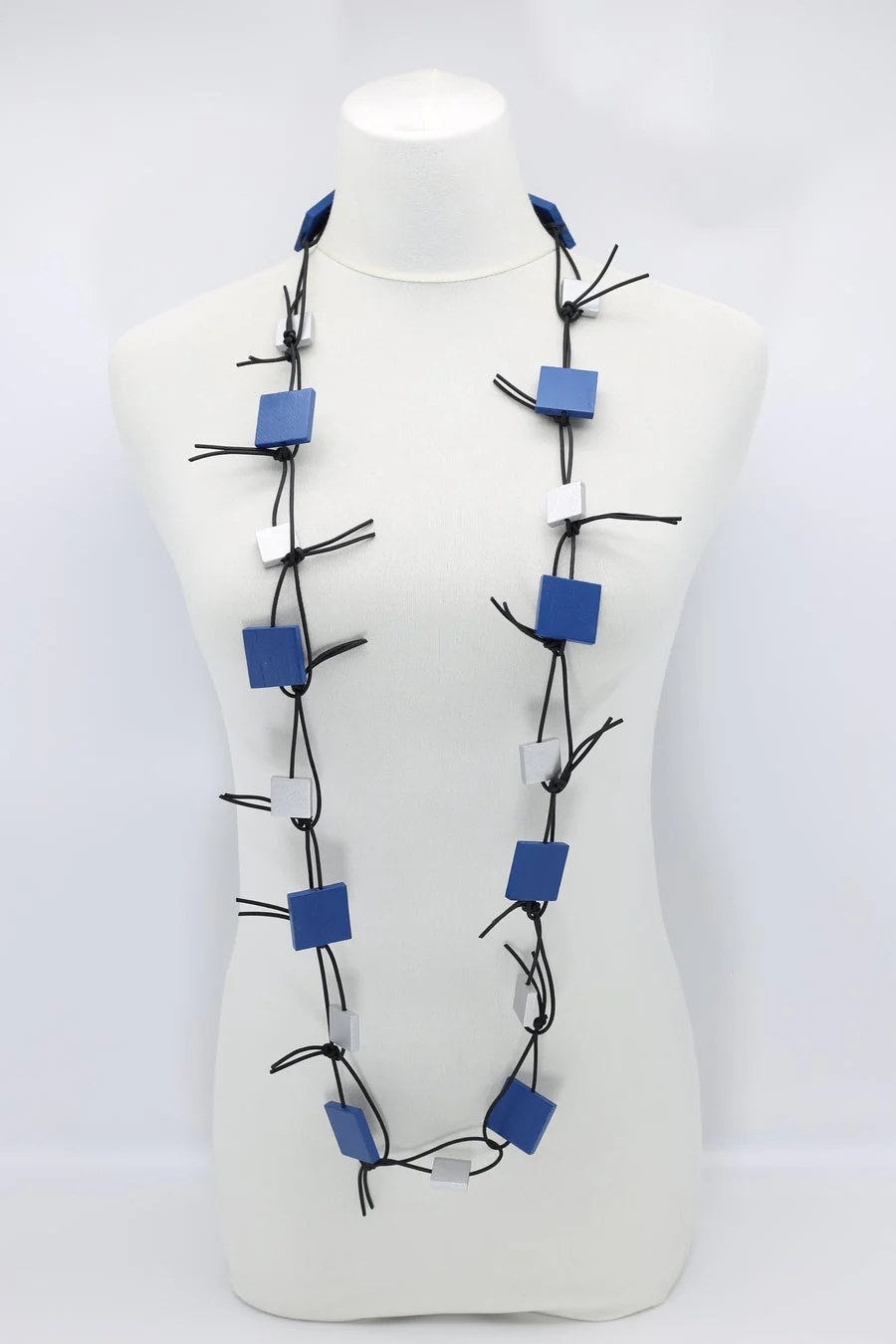 Jianhui London Necklace: Duo Squares on Leatherette Chain - Image 4