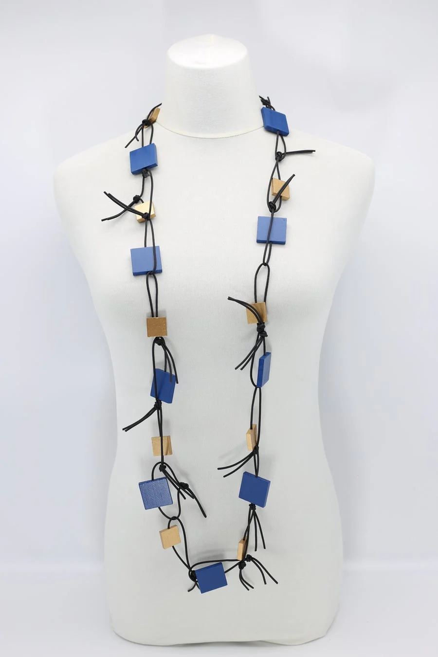 Jianhui London Necklace: Duo Squares on Leatherette Chain - Image 6