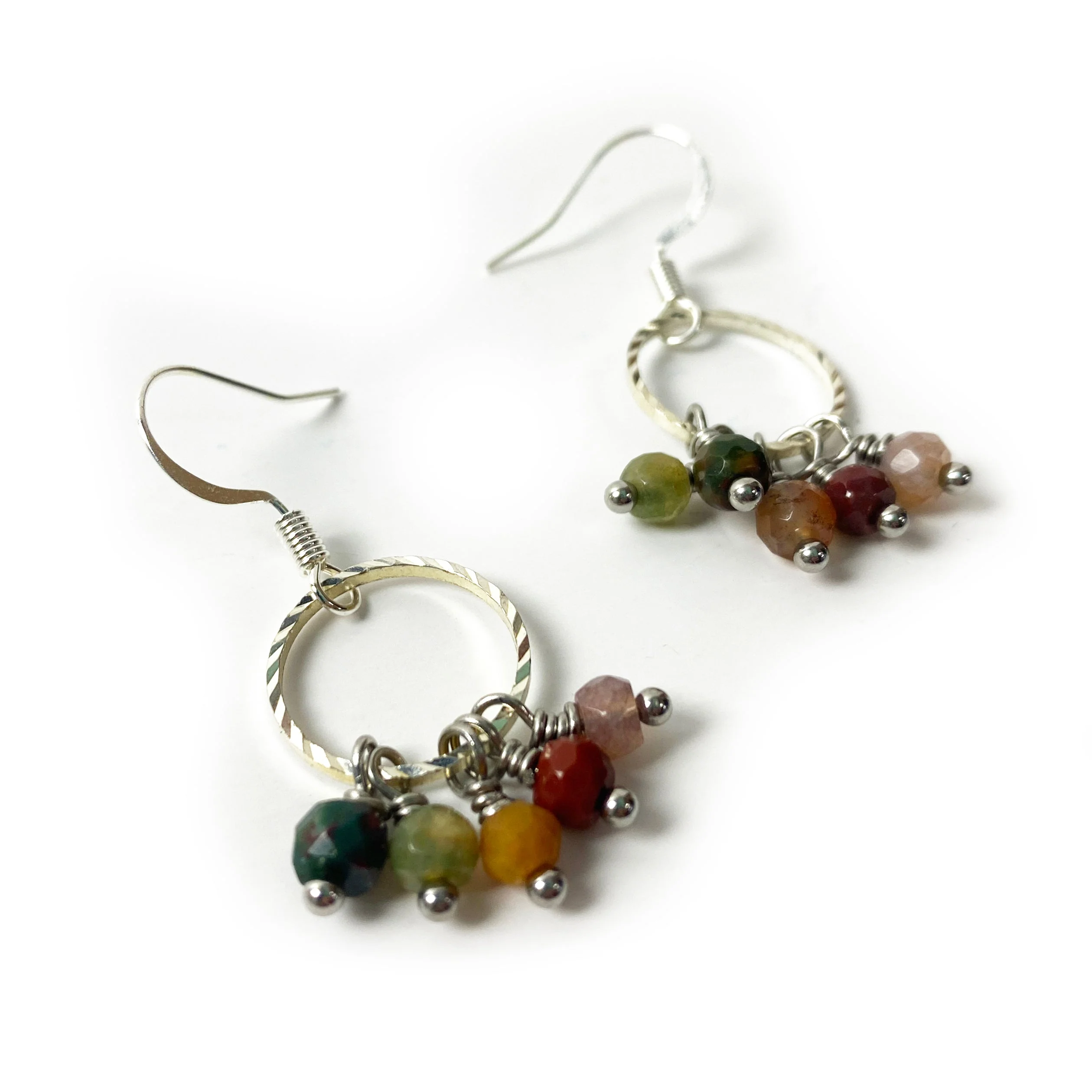 Of The Earth Earrings: Fancy Fringe Jasper Agates #3218 - Image 2