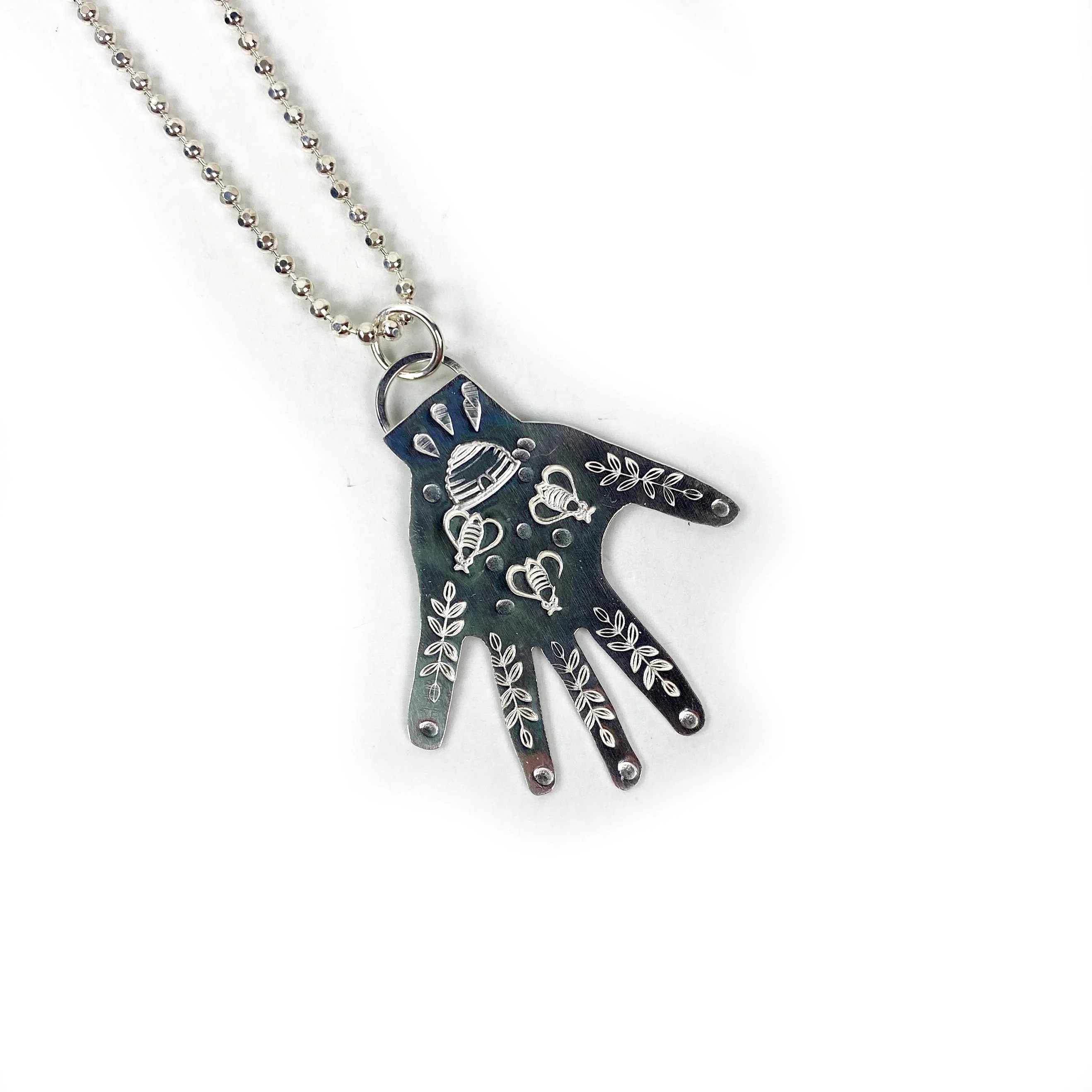 Of The Earth Necklace: Sterling Bees 18inch