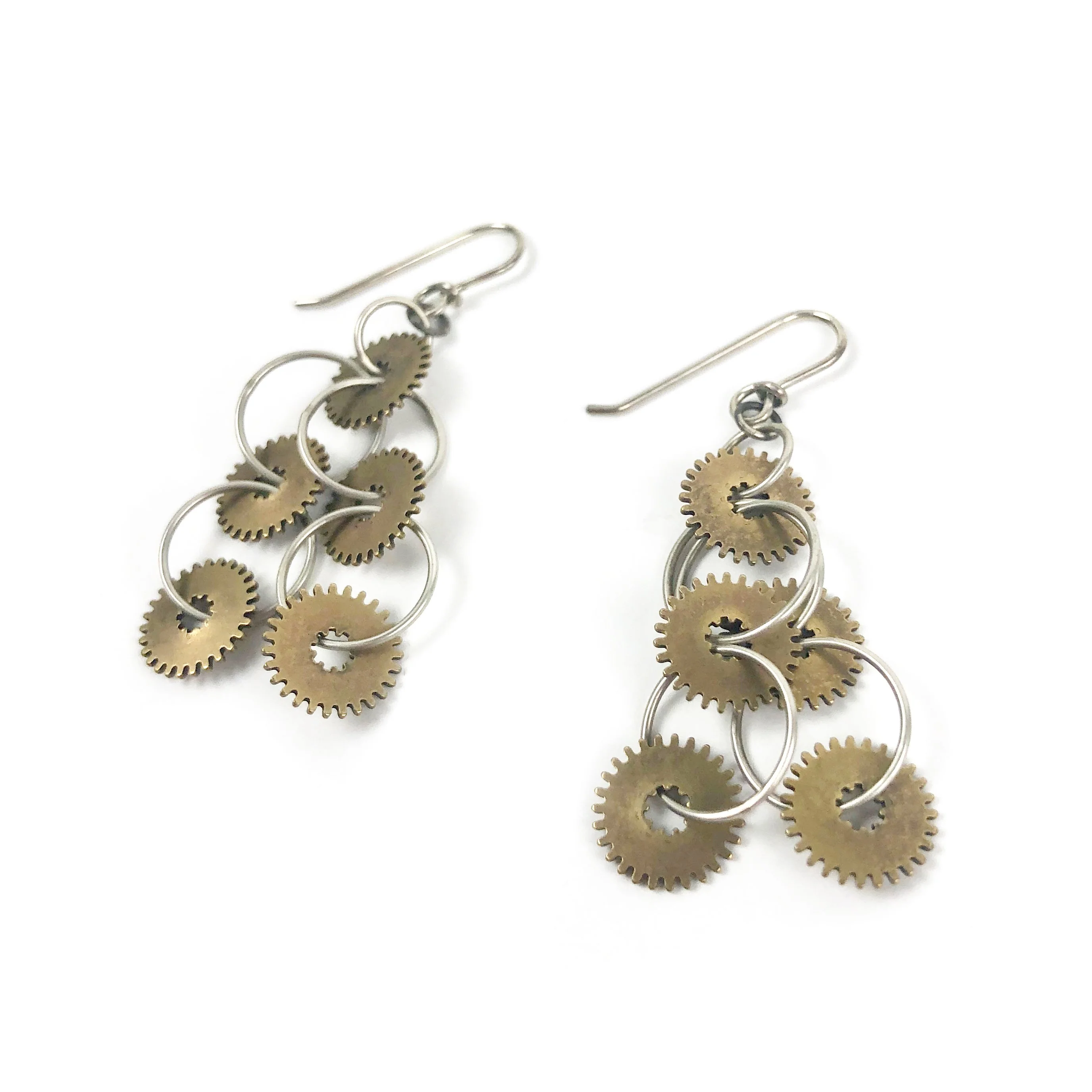 Connie Verrusio Earrings: Gear Triangle Dangles - Image 2