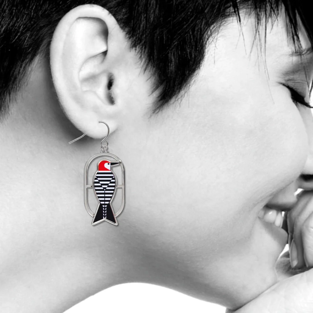 David Howell & Company Earrings: Charley Harper Woodpecker - Image 4