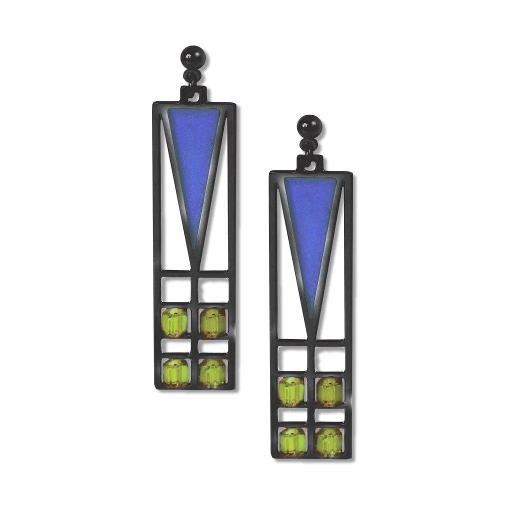 David Howell & Company Earrings: Frank Lloyd Wright Light Screen Stained Glass