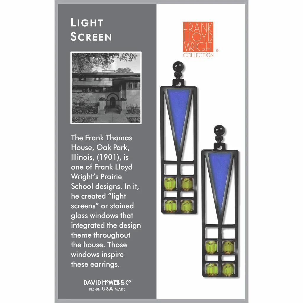 David Howell & Company Earrings: Frank Lloyd Wright Light Screen Stained Glass - Image 2