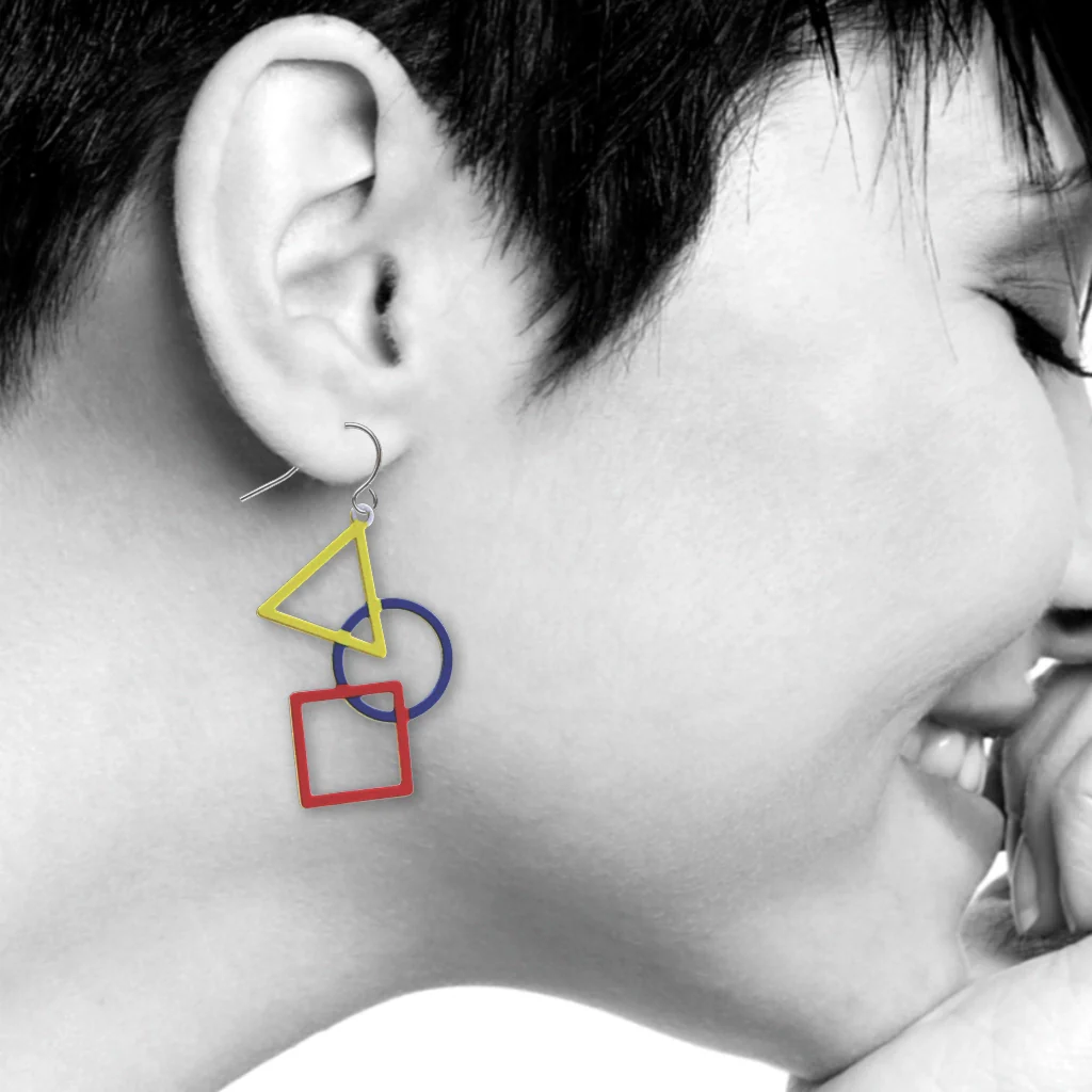 David Howell & Company Earrings: Kandinsky Triangle Circle & Square - Image 3
