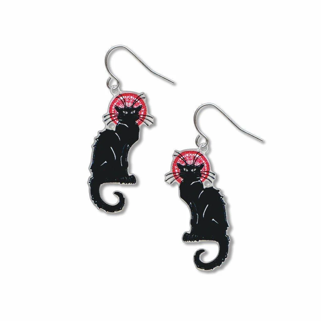 David Howell & Company Earrings: Steinlen's Le Chat Noir