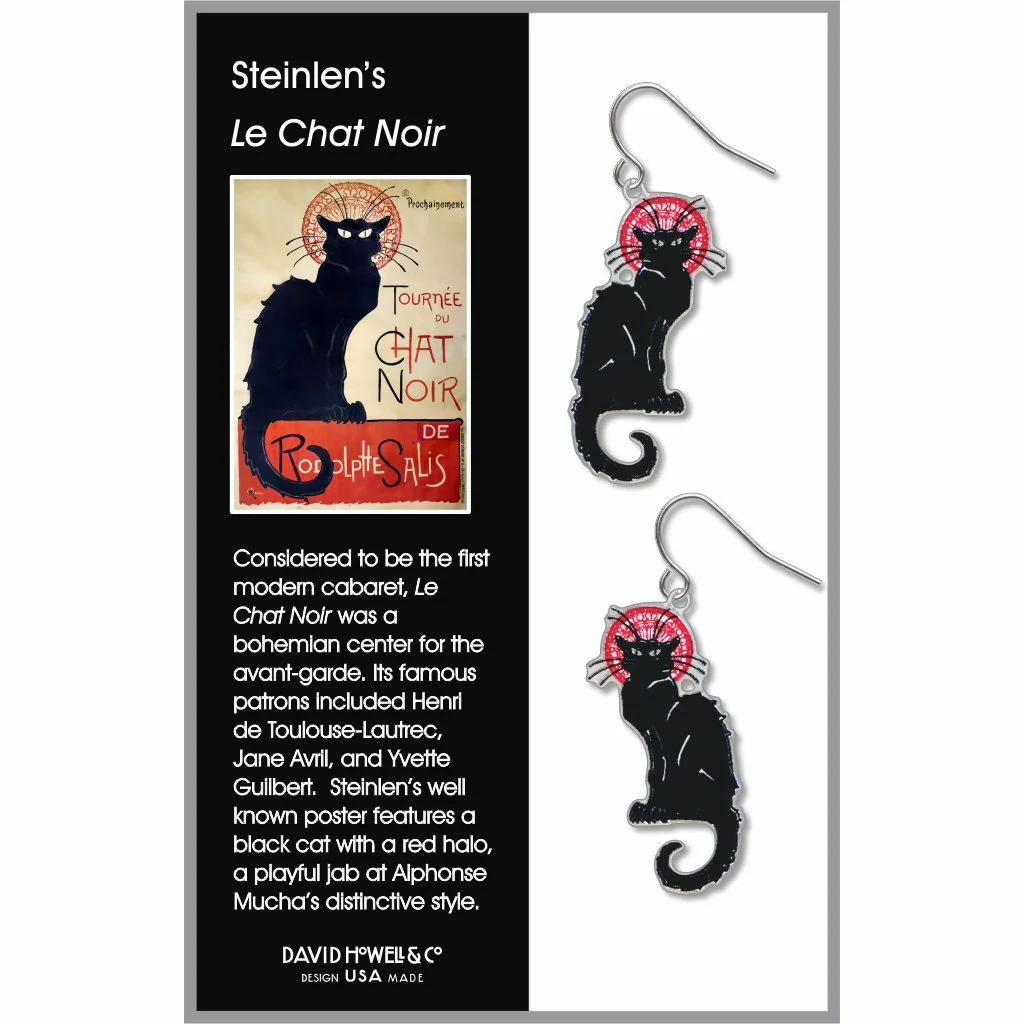David Howell & Company Earrings: Steinlen's Le Chat Noir - Image 2