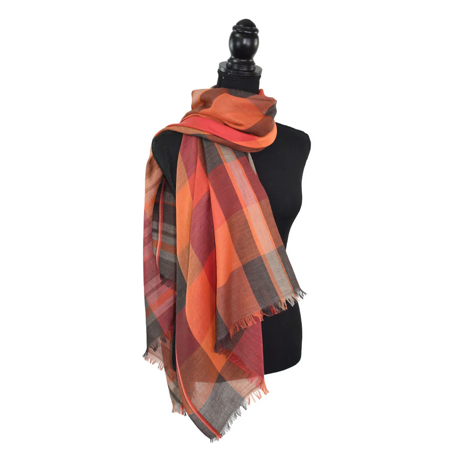 Dupatta Designs Scarf: Barlow Orange Plaid - Image 3