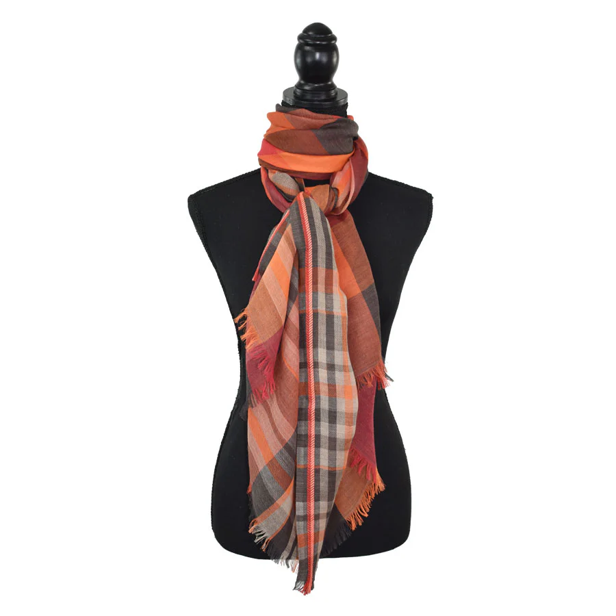 Dupatta Designs Scarf: Barlow Orange Plaid - Image 4