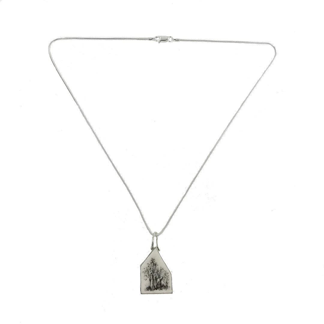 Eldreth Pottery Necklace: Medium House With Tree Pendant