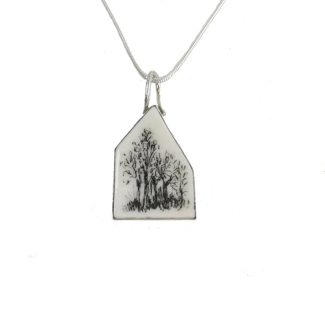 Eldreth Pottery Necklace: Medium House With Tree Pendant - Image 2