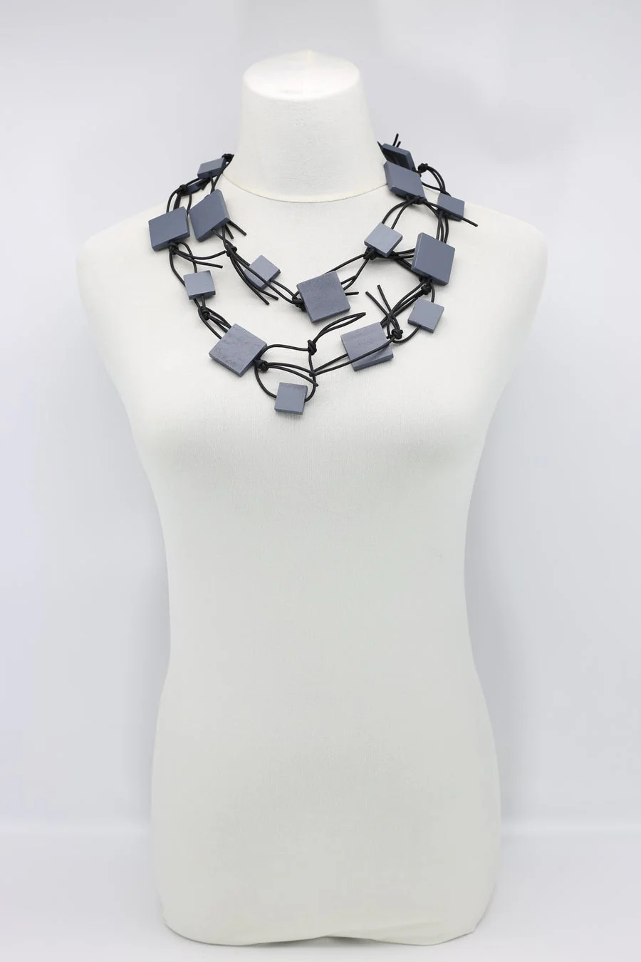 Jianhui London Necklace: Squares on Leatherette Chain - Image 16