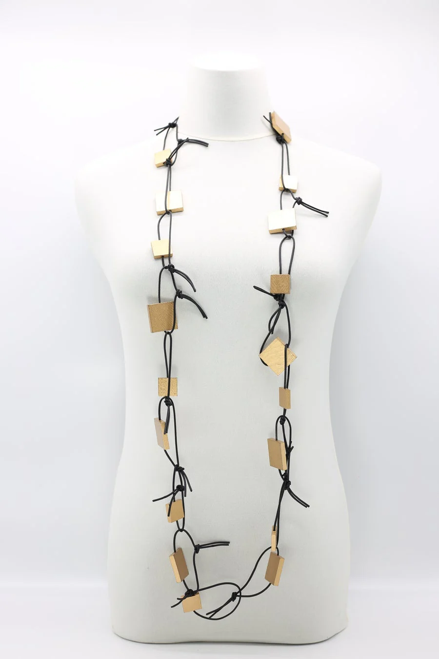 Jianhui London Necklace: Squares on Leatherette Chain - Image 3