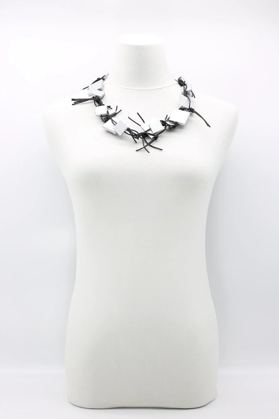 Jianhui London Necklace: Squares on Leatherette Chain - Image 6