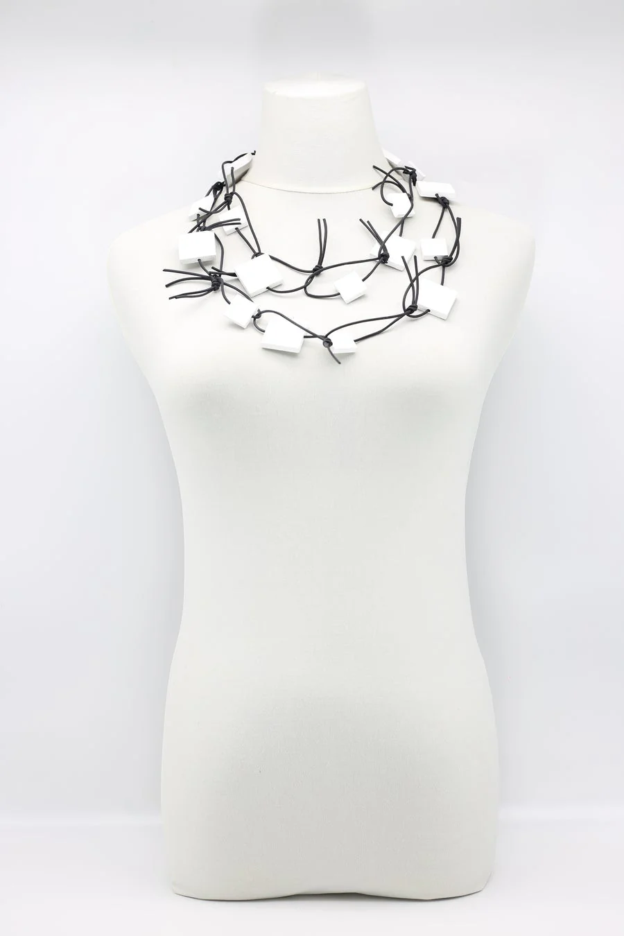 Jianhui London Necklace: Squares on Leatherette Chain - Image 8