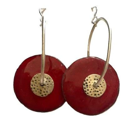 Joanna Craft Earrings: Round Red Dangles, EE73