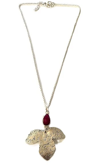 Joanna Craft Necklace: Ruby with Silver Pendant, N346 - Image 2