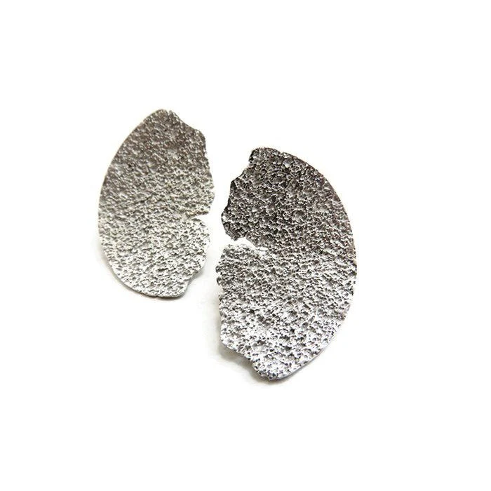 KimyaJewels Earrings: Satin Silver Texture