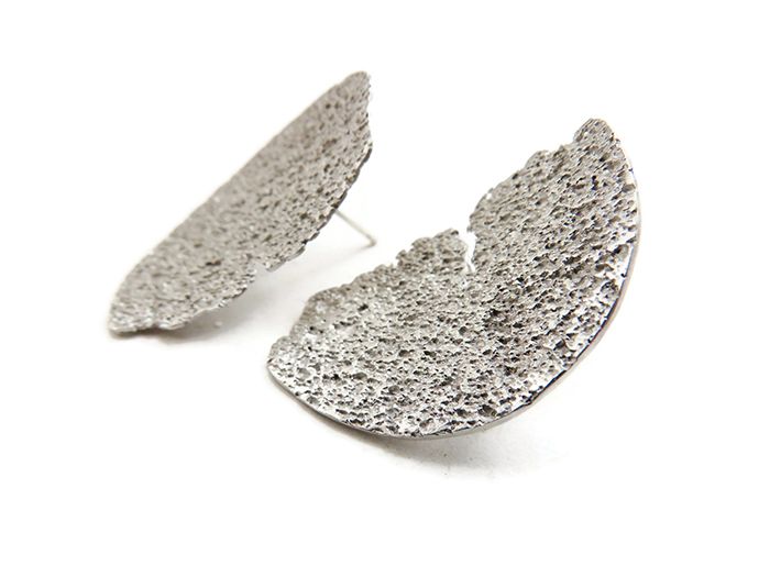 KimyaJewels Earrings: Satin Silver Texture - Image 3