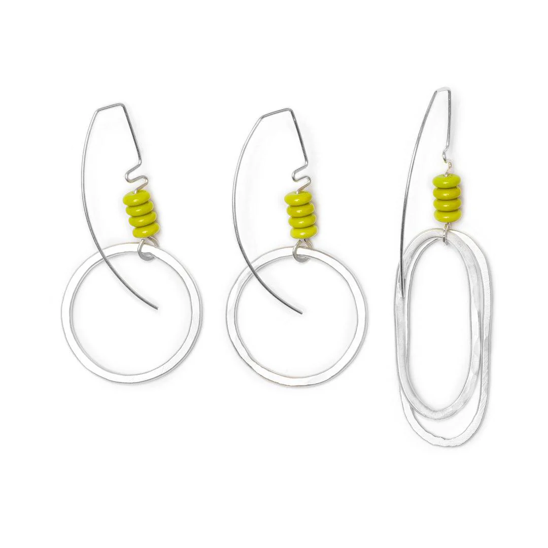 Linda May Earring Trio: Circle+Oval | Chartreuse