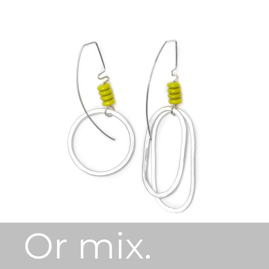 Linda May Earring Trio: Circle+Oval | Chartreuse - Image 3