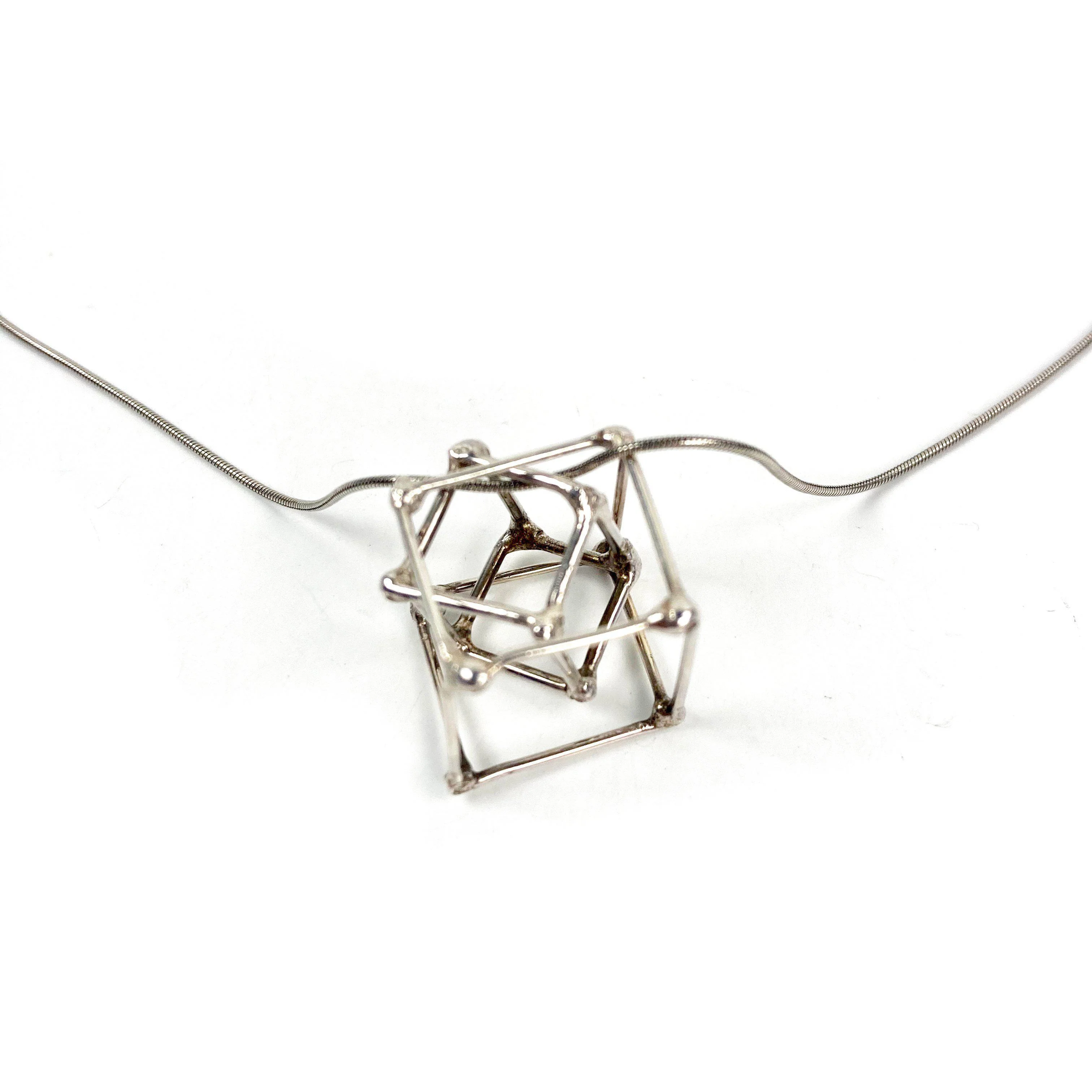 Ludviks Small 2 Silver Cube Pendant