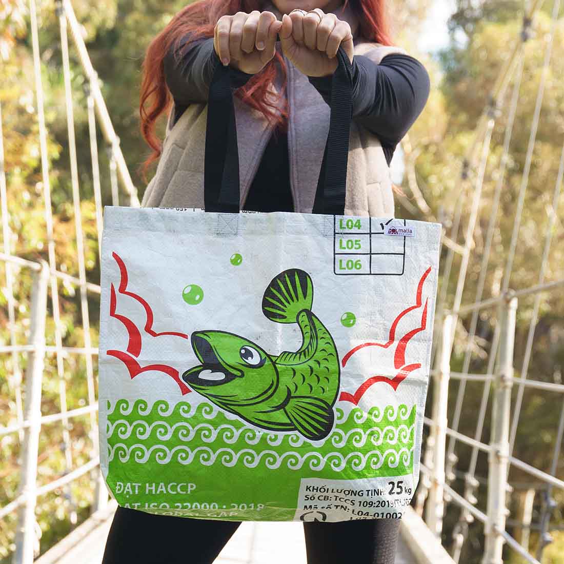 Malia Designs Bag: Green Koi Fish Tote - Image 2