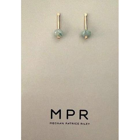 Meghan Patrice Riley Earrings: Aquamarine/Gold Stick Post