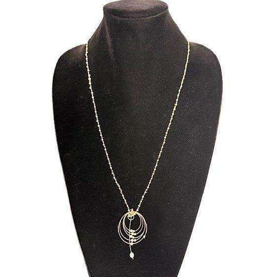 Meghan Patrice Riley Necklace: Compass, Pearl on Gold Cable