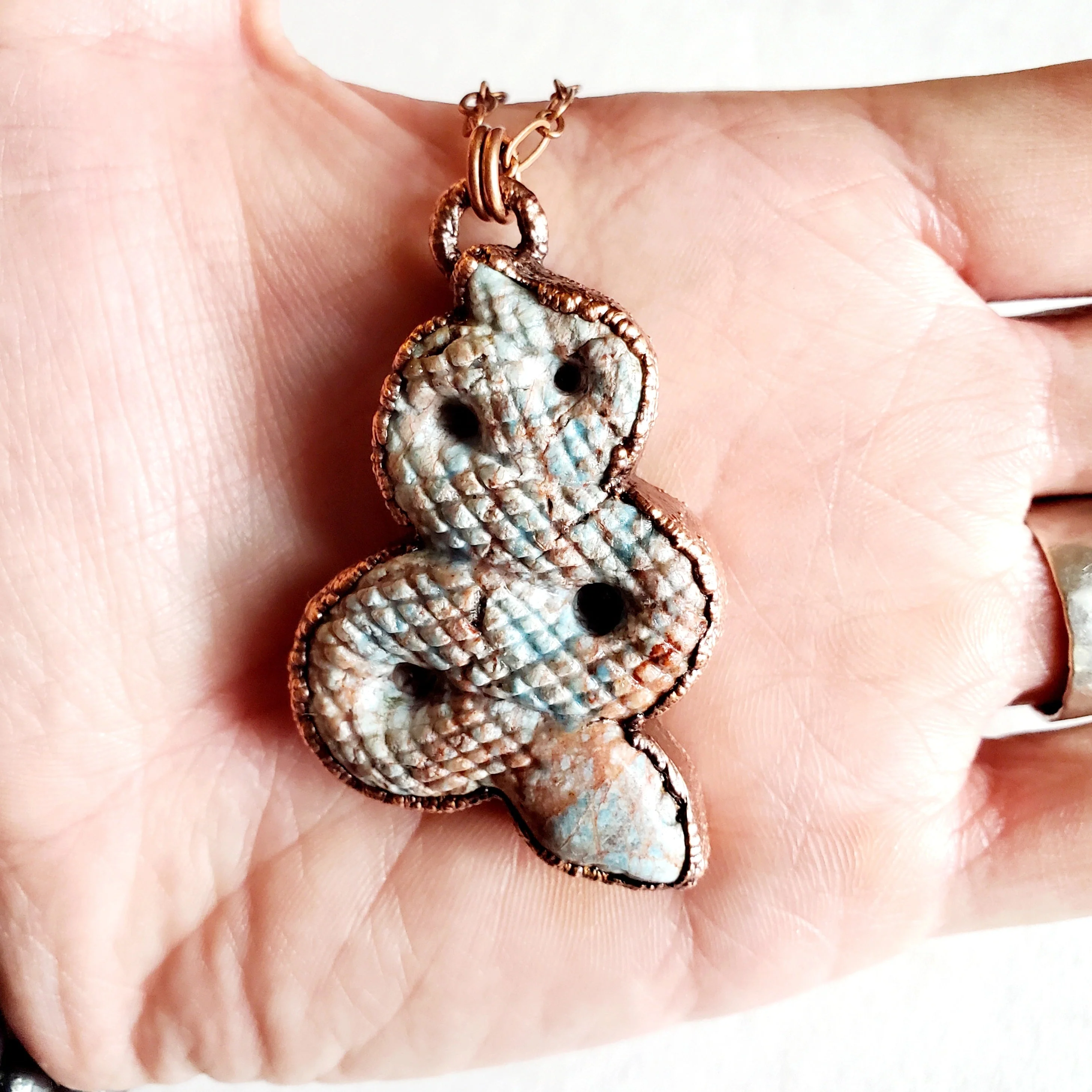 MergingMetals Necklace: Blue Apatite Carved Snake - Image 3