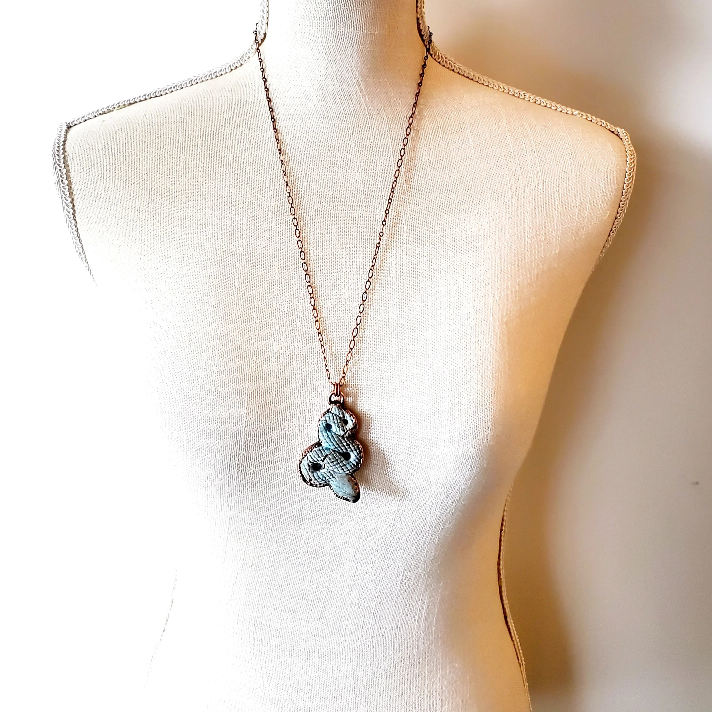 MergingMetals Necklace: Blue Apatite Carved Snake - Image 4