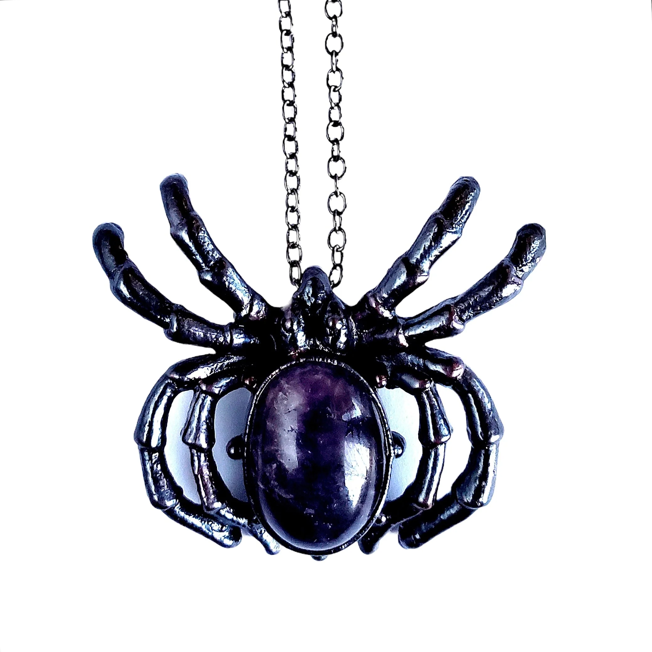MergingMetals Necklace: Gunmetal Amethyst Spider - Image 2