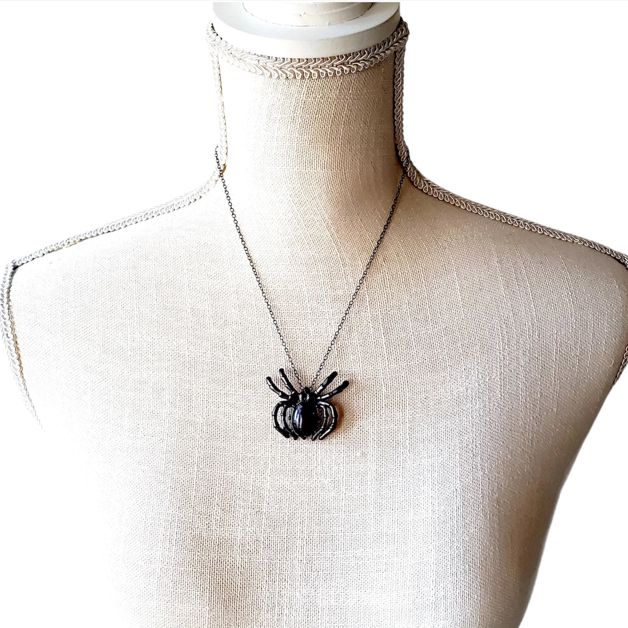 MergingMetals Necklace: Gunmetal Amethyst Spider - Image 4
