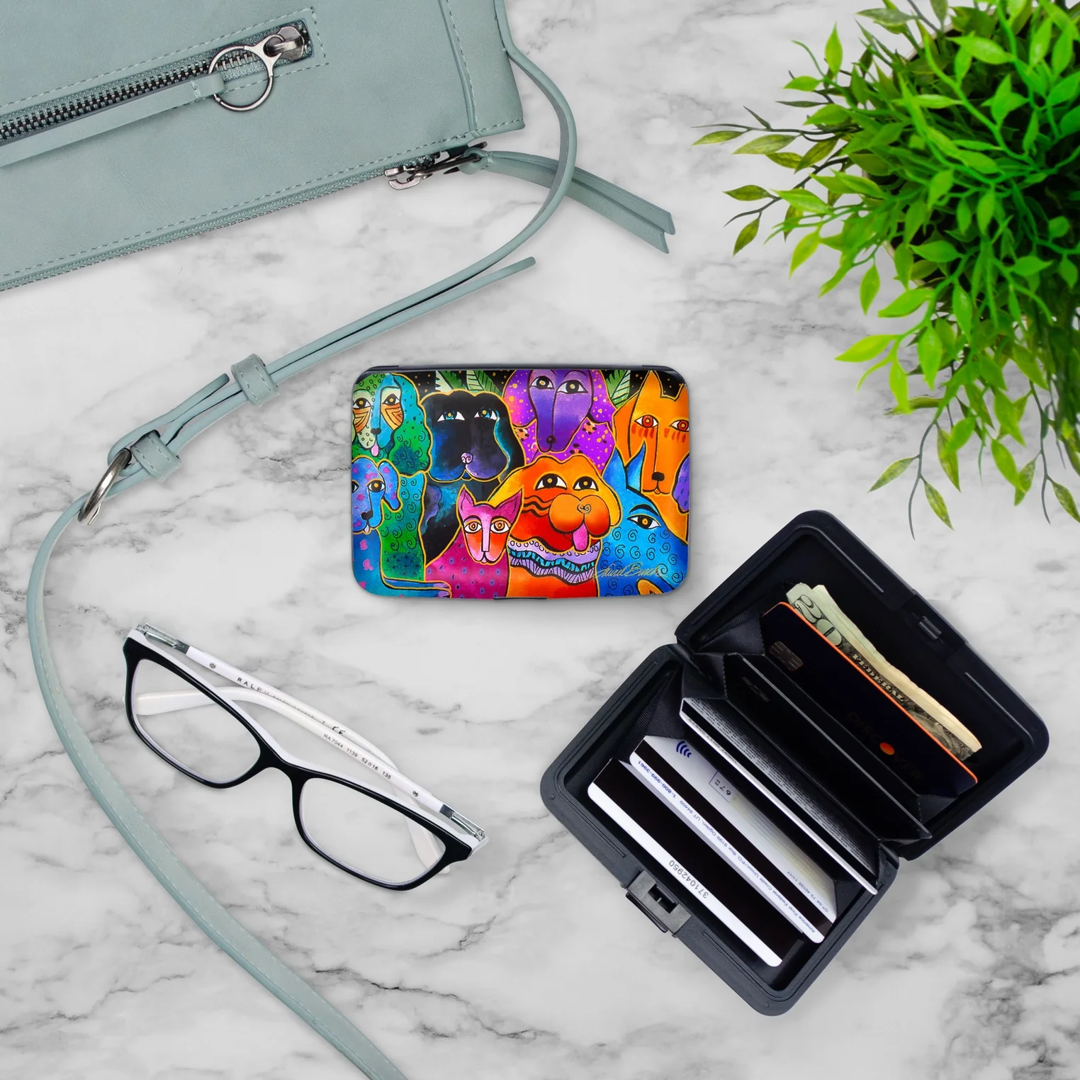 Monarque Armored Wallet: Laurel Burch Dog & Doggies - Image 2