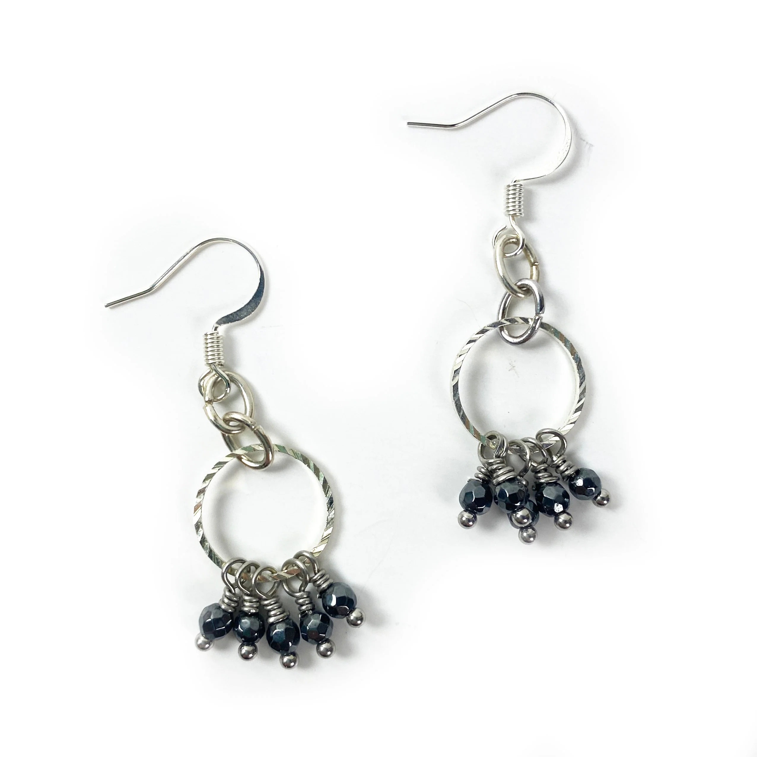 Of The Earth Earrings: Hematite Fringe #3213