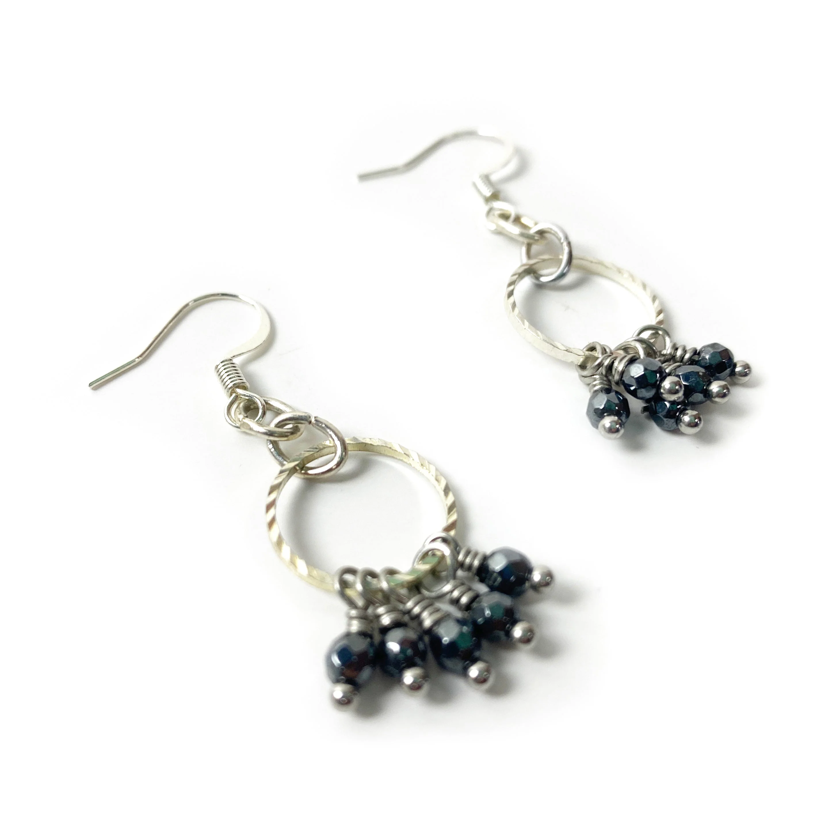 Of The Earth Earrings: Hematite Fringe #3213 - Image 2