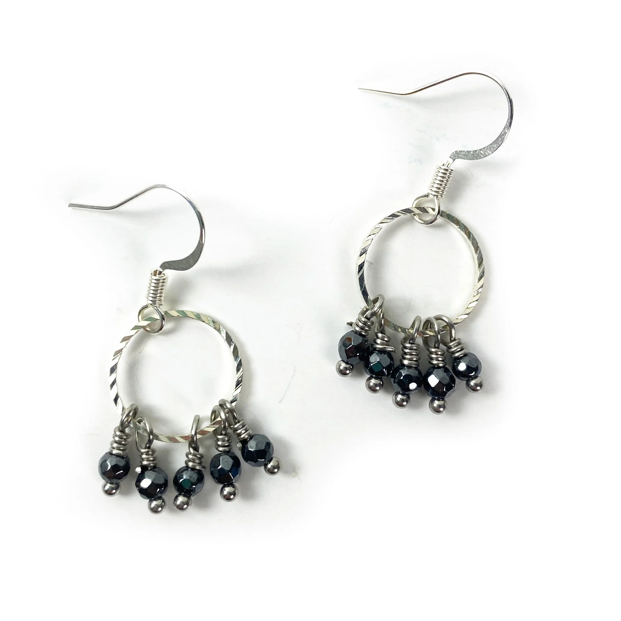 Of The Earth Earrings: Hematite Fringe #3213 - Image 3
