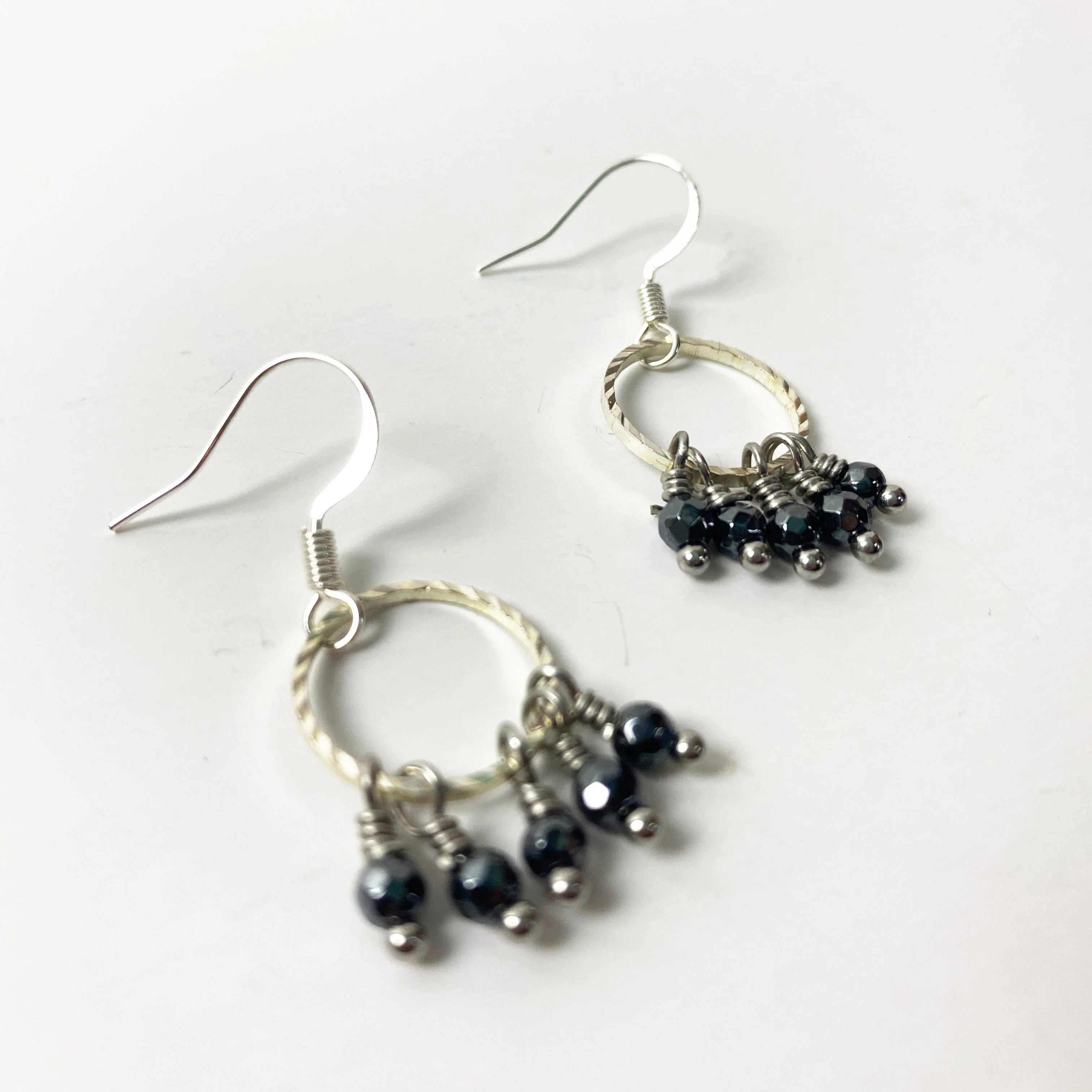 Of The Earth Earrings: Hematite Fringe #3213 - Image 4