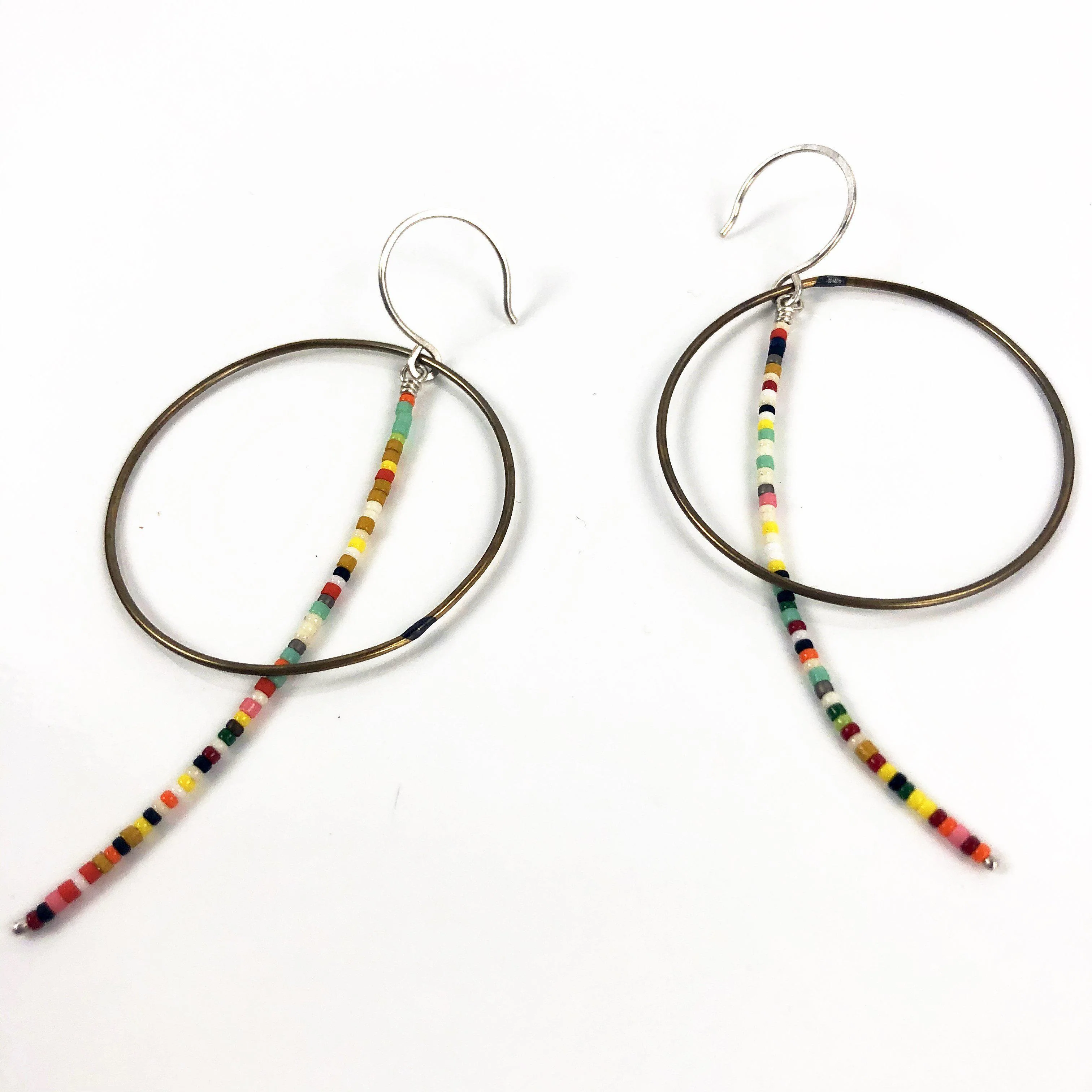 Olivia de Soria Earrings: Brass Circular Beaded Line - Image 10