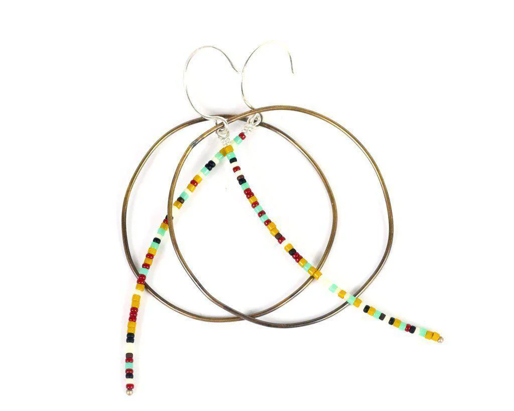 Olivia de Soria Earrings: Brass Circular Beaded Line - Image 11