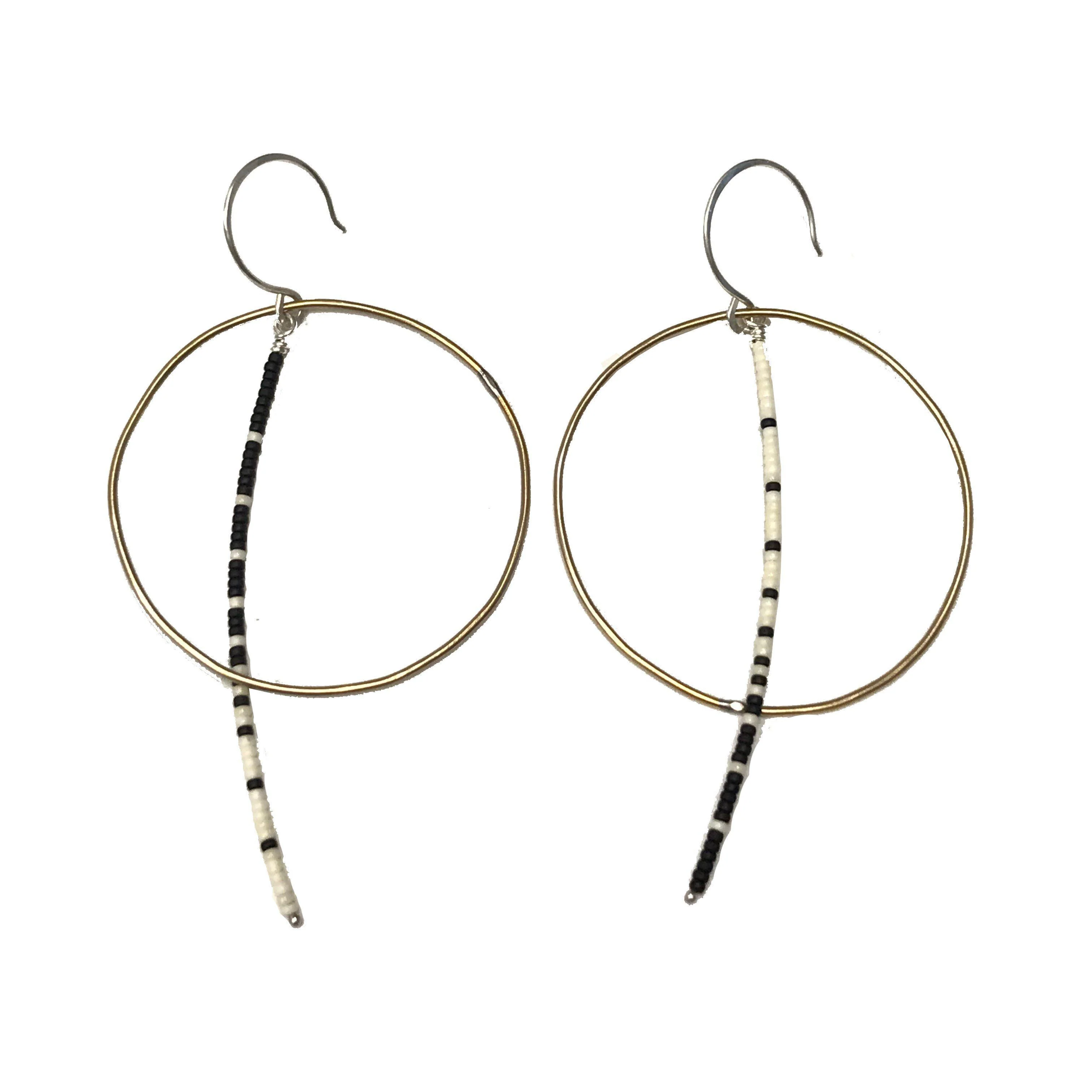Olivia de Soria Earrings: Brass Circular Beaded Line - Image 12