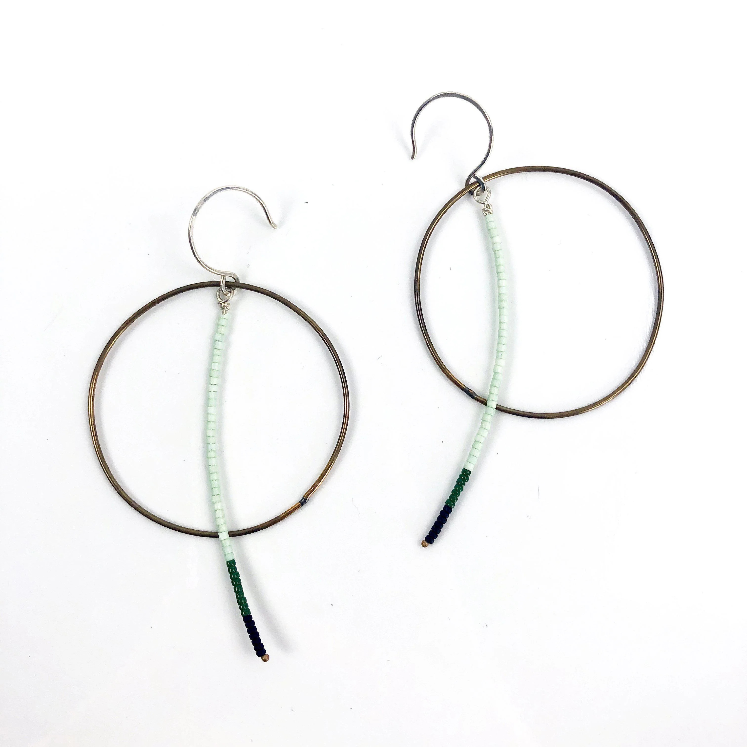 Olivia de Soria Earrings: Brass Circular Beaded Line - Image 3